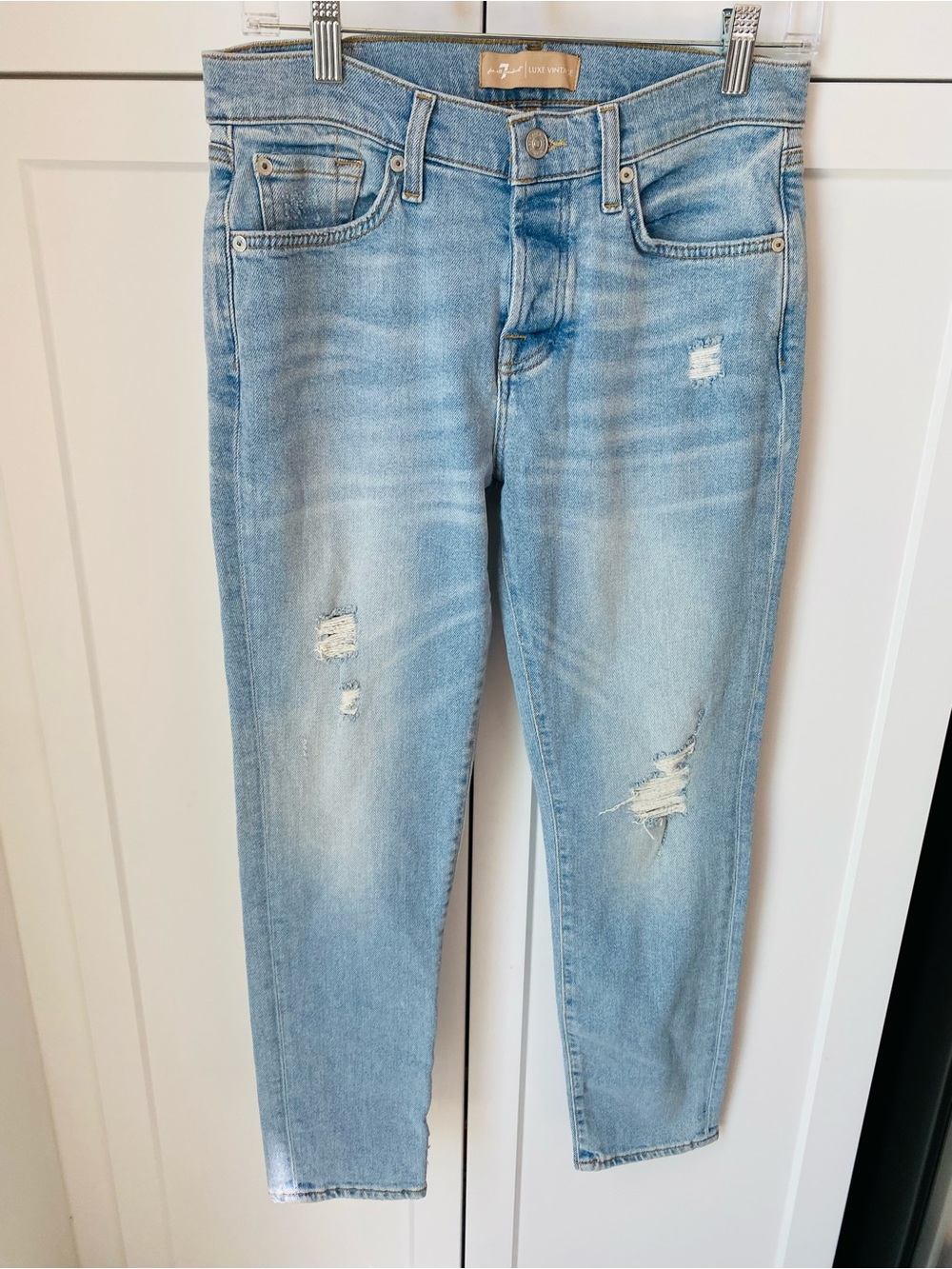 7 for all mankind light blue luxe vintage jeans size 26 womens distressed